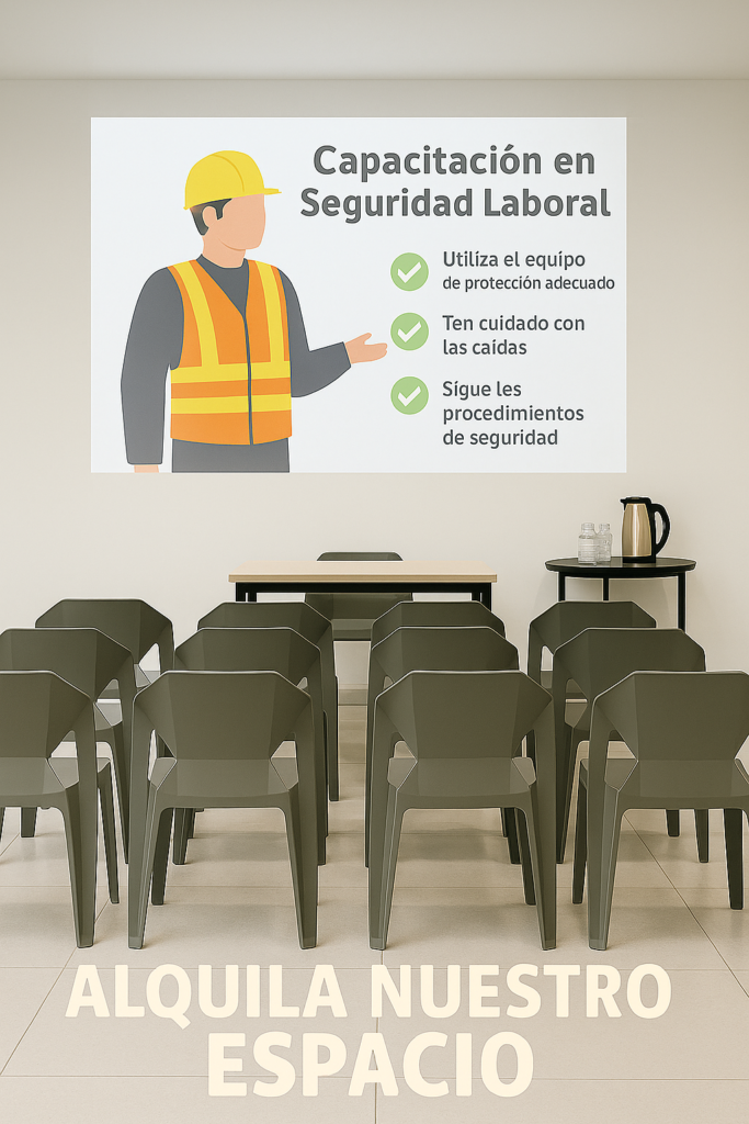 Salón en Bogotá para capacitaciones en seguridad laboral, eventos Pyme y alquiler de espacios para moteros con zona de café